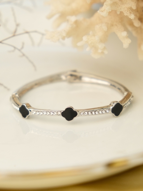 

Ayesha Women Silver & Black Silver-Plated Metal Kada