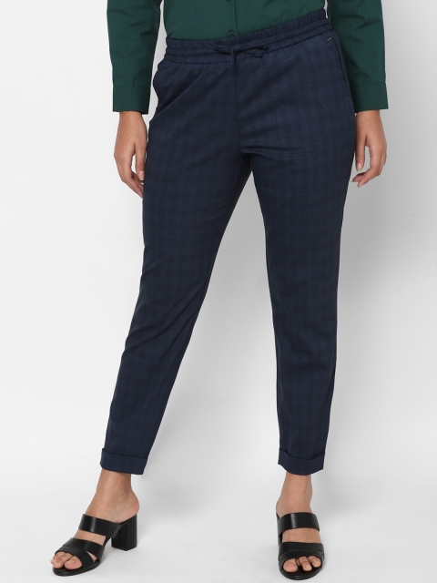 

Allen Solly Woman Women Navy Blue Checked Formal Trousers