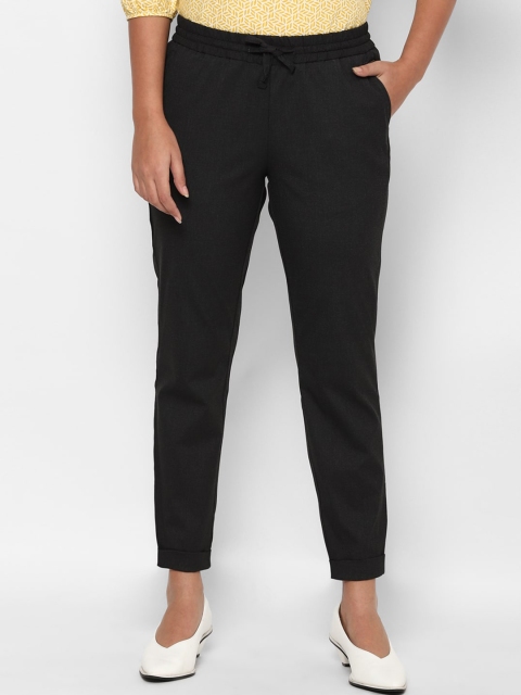 

Allen Solly Woman Women Black Solid Mid-Rise Trousers