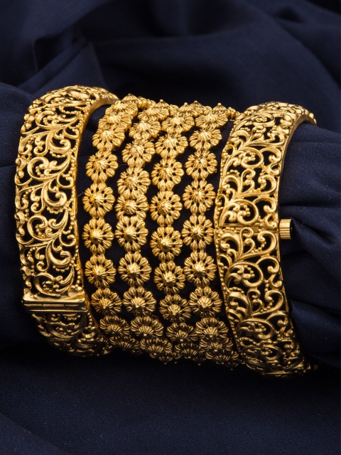 

Alankruthi Gold Plated Pack of 6 Floral design Bangles