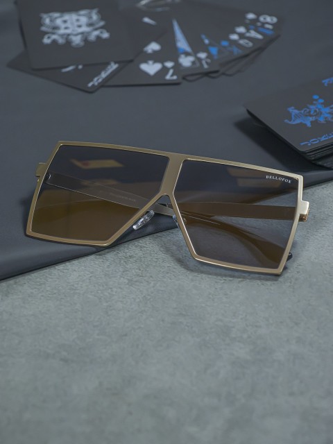 

Bellofox Unisex Blue Lens & Gold-Toned Oversized Sunglasses-BS1753