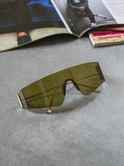 

Bellofox Unisex Green Lens & Gold-Toned Browline Sunglasses - BS1760