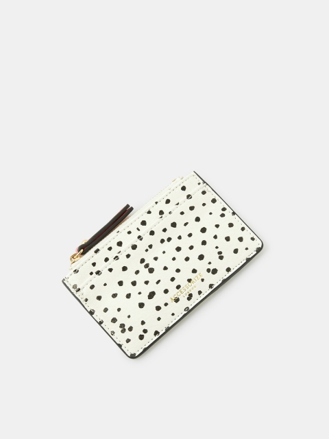 

Accessorize Women White & Black Printed Zip Detail Card Holder