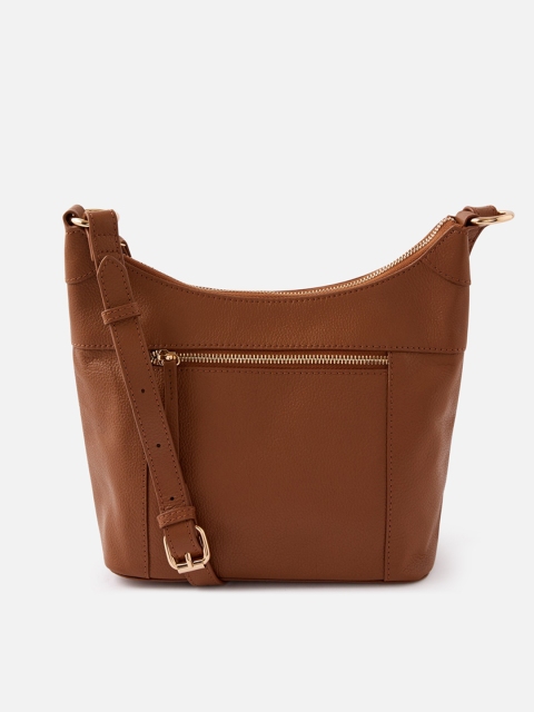 

Accessorize Tan Leather Structured Handheld Bag