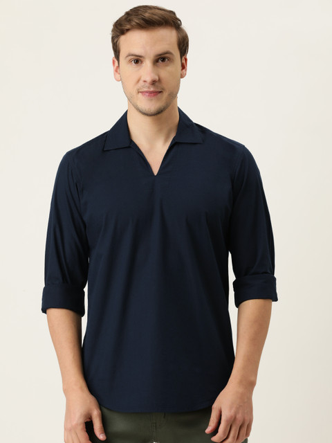 

IVOC Men Navy Blue Polo Collar Slim Fit T-shirt