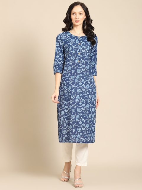 

Prakrti Women Blue Floral Printed Kurta