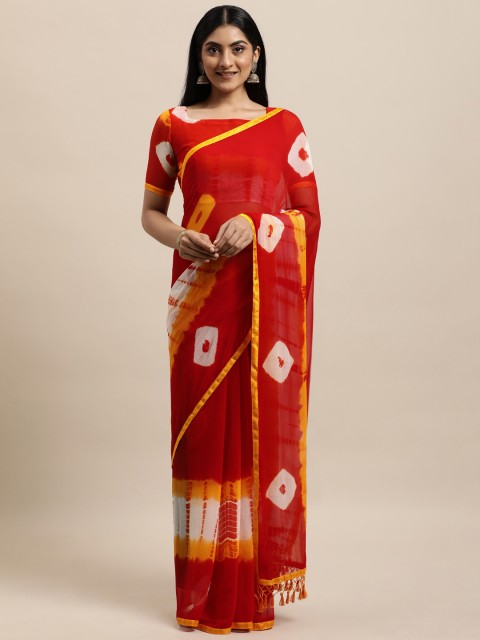 

Mameraa Red Bandhani Saree