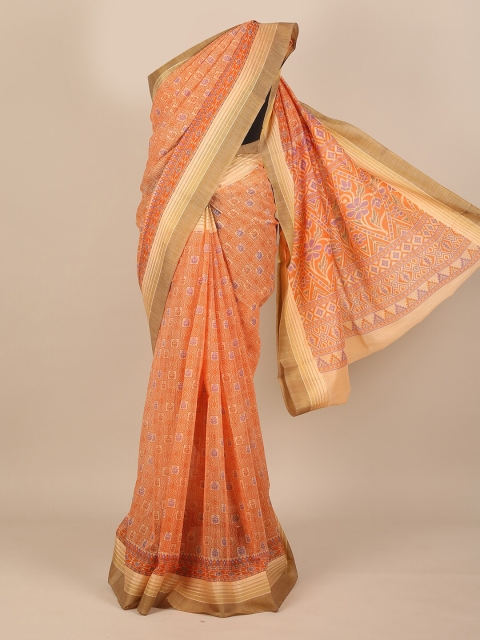 

Pothys Orange & Purple Floral Saree