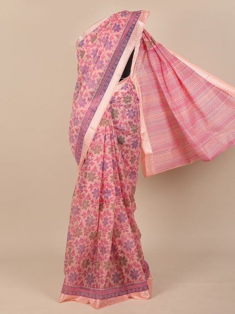 

Pothys Pink & Purple Floral Zari Saree