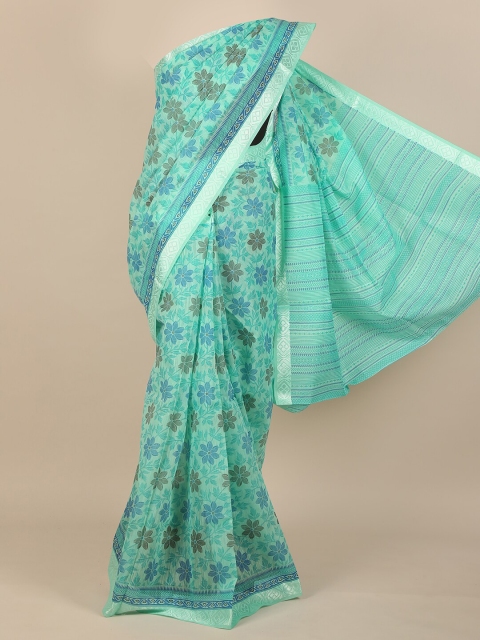 

Pothys Turquoise Blue & Blue Floral Saree