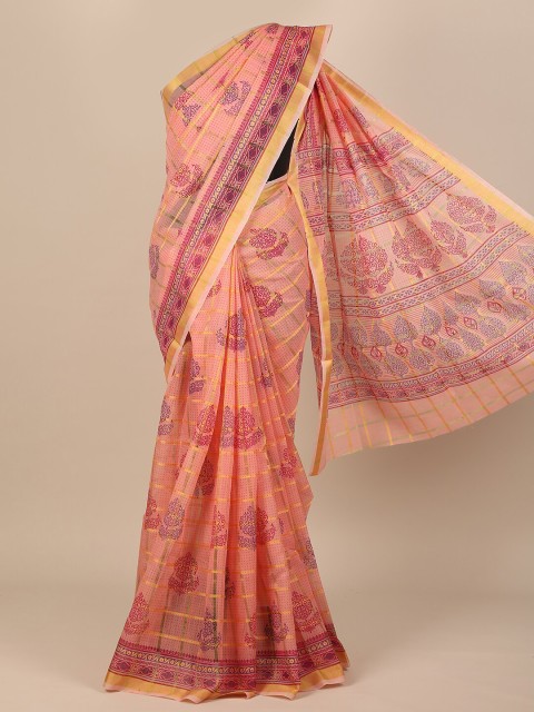 

Pothys Pink & Purple Ethnic Motifs Zari Saree