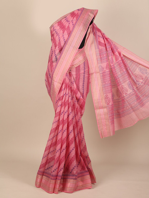 

Pothys Pink & Purple Floral Zari Saree