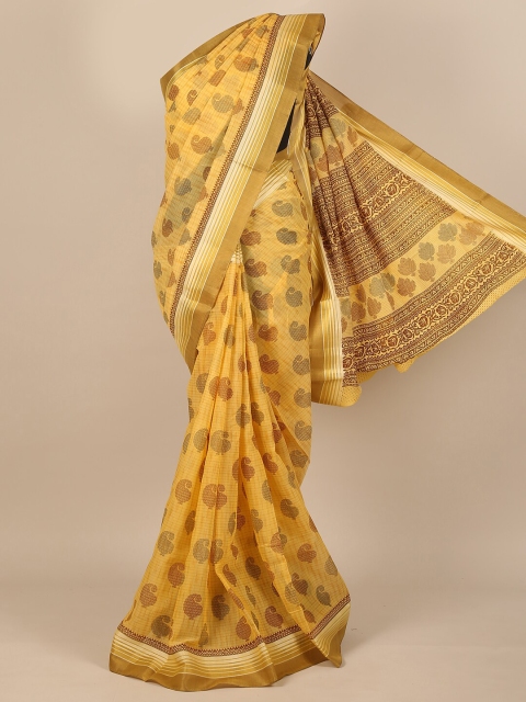 

Pothys Yellow & Brown Ethnic Motifs Zari Saree