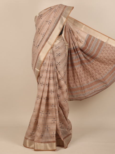 

Pothys Brown & Grey Zari Saree