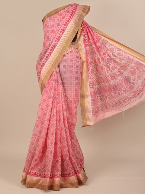 

Pothys Pink & Red Cotton Blend