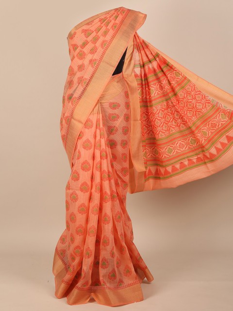 

Pothys Red & Green Ethnic Motifs Zari Saree