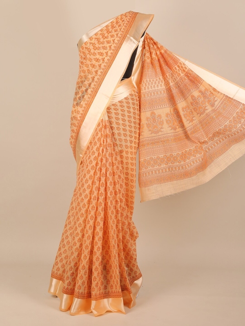 

Pothys Orange Ethnic Motifs Zari Saree