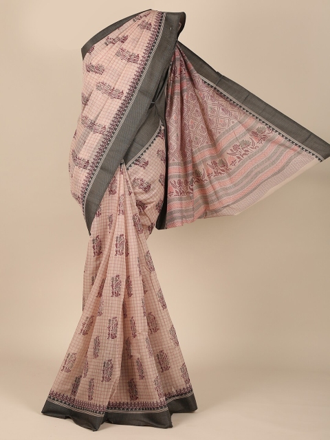 

Pothys Pink & Red Ethnic Motifs Zari Saree