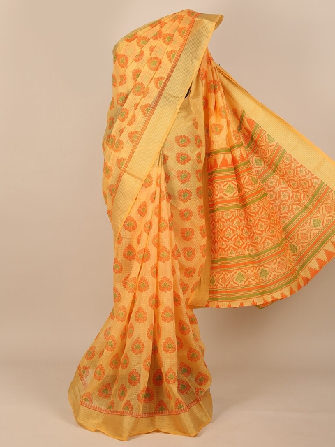 

Pothys Yellow & Green Ethnic Motifs Zari Saree
