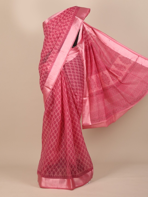 

Pothys Pink Ethnic Motifs Zari Saree