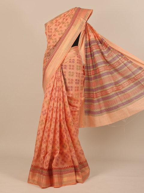 

Pothys Orange & Grey Floral Saree