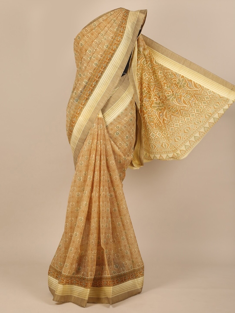 

Pothys Mustard & Orange Ethnic Motifs Cotton Blend Saree