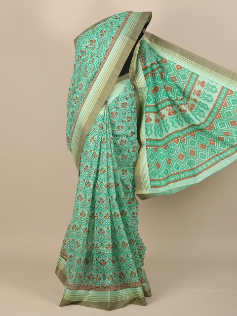 

Pothys Green & Red Ethnic Motifs Cotton Blend Saree