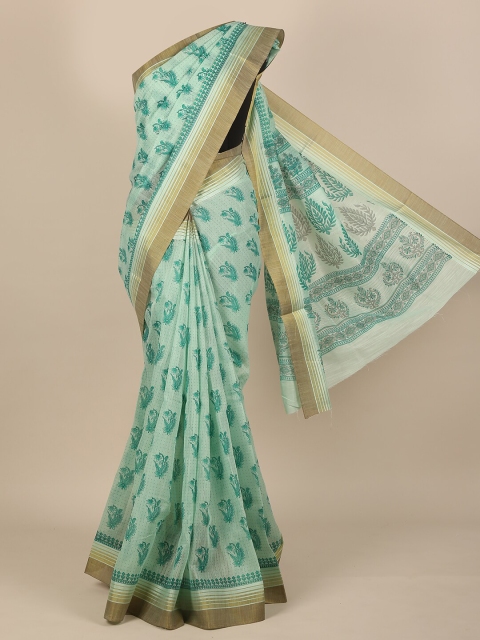 

Pothys Green & Brown Ethnic Motifs Cotton Blend Saree