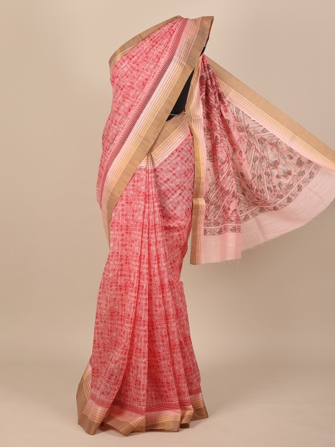 

Pothys Pink Printed Cotton Blend Saree