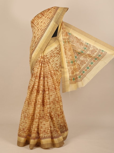

Pothys Yellow Printed Cotton Blend Saree