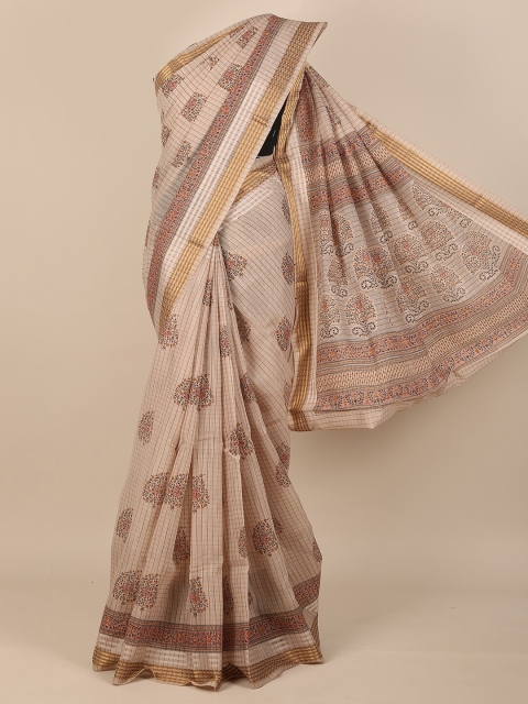 

Pothys Brown Ethnic Motifs Cotton Blend Saree