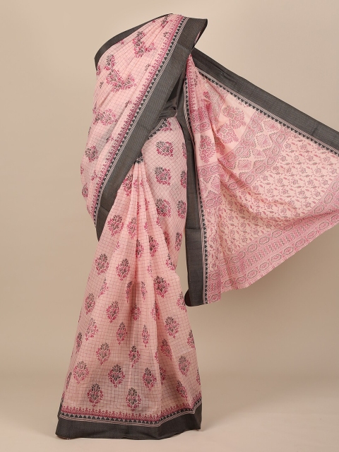 

Pothys Pink & Black Ethnic Motifs Cotton Blend Saree