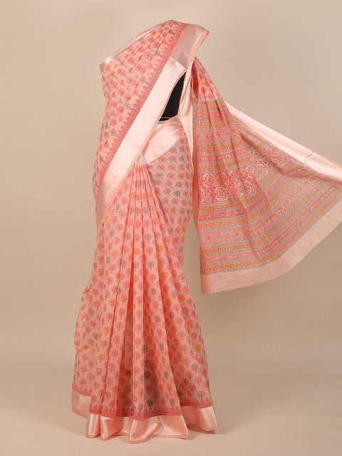 

Pothys Pink Floral Cotton Blend Saree