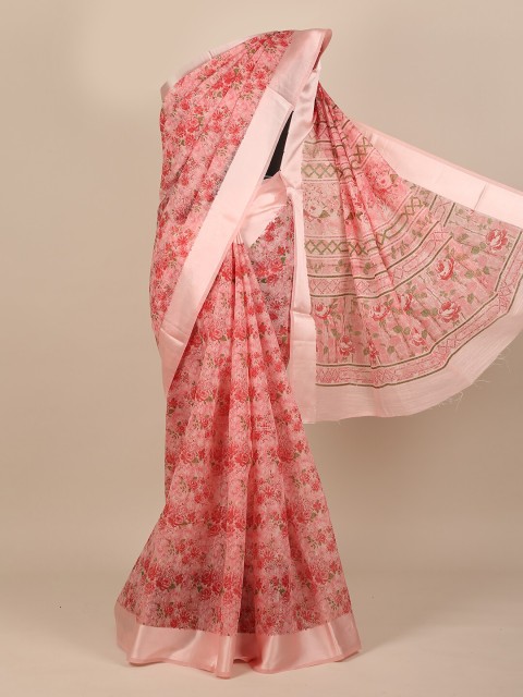 

Pothys Pink Ethnic Motifs Cotton Blend Saree
