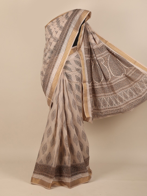 

Pothys Brown & Tan Ethnic Motifs Cotton Blend Saree
