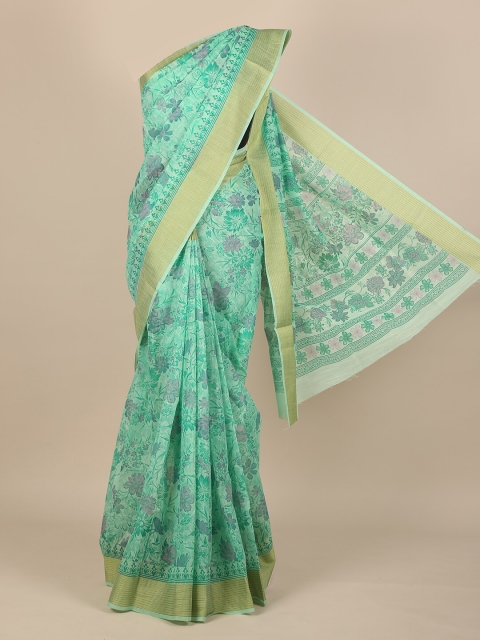 

Pothys Green Floral Cotton Blend Saree