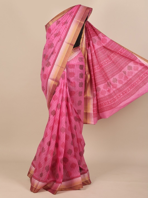 

Pothys Pink & White Ethnic Motifs Saree