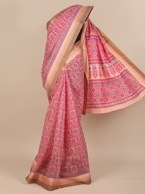

Pothys Pink & Purple Ethnic Motifs Zari Saree