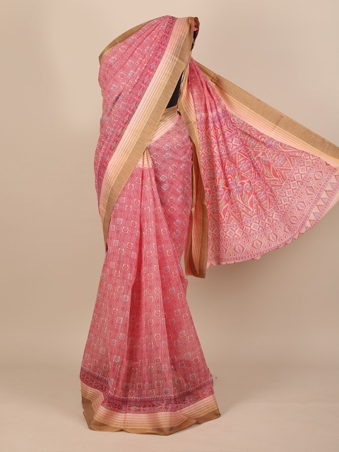 

Pothys Pink & Purple Ethnic Motifs Zari Saree