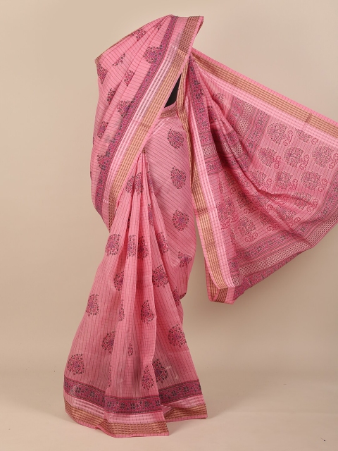 

Pothys Pink & Purple Ethnic Motifs Zari Saree