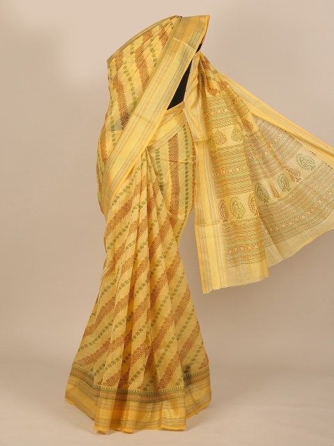 

Pothys Yellow & Green Ethnic Motifs Saree