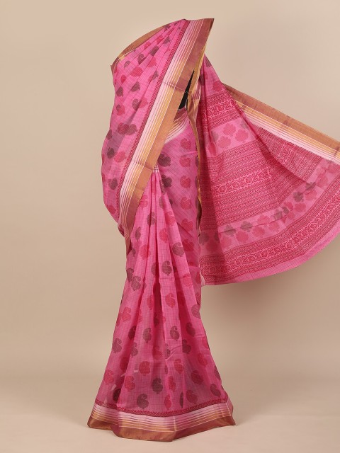 

Pothys Pink & Maroon Ethnic Motifs Zari Saree