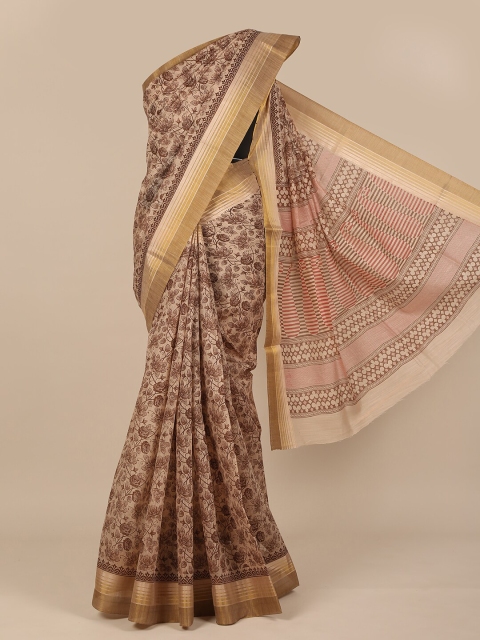 

Pothys Brown & Gold-Toned Ethnic Motifs Zari Saree