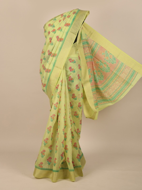 

Pothys Green & Orange Floral Saree