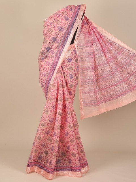 

Pothys Pink & Blue Floral Saree