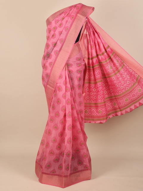 

Pothys Pink & Tan Floral Saree