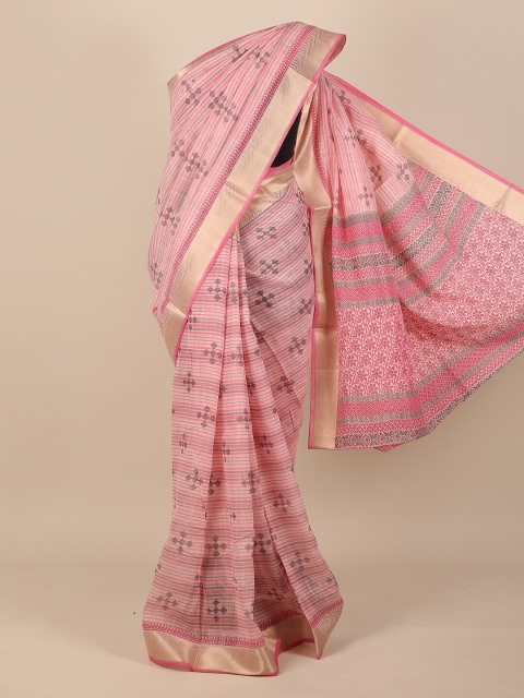 

Pothys Pink & Grey Printed Saree