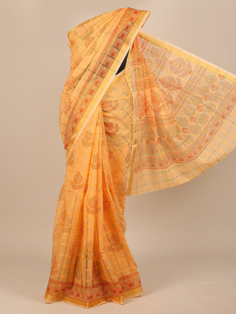 

Pothys Orange & Yellow Ethnic Motifs Saree