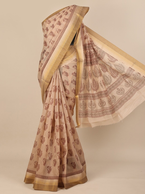 

Pothys Brown & Gold-Toned Floral Saree