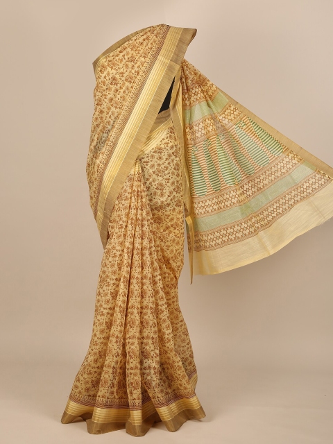 

Pothys Mustard & Brown Floral Saree